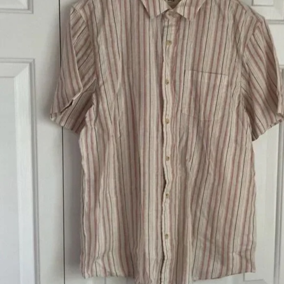 Marine Layer Men's Short Sleeve Warm Hemp Tencel Shirt Warm Multi Stripe M NWT - Picture 7 of 8